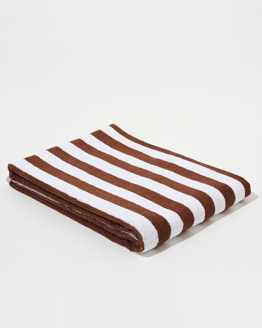 Image of Towels. Product name - Towel Set Narrow Stripe in Brown in colour by brand - Aeyre