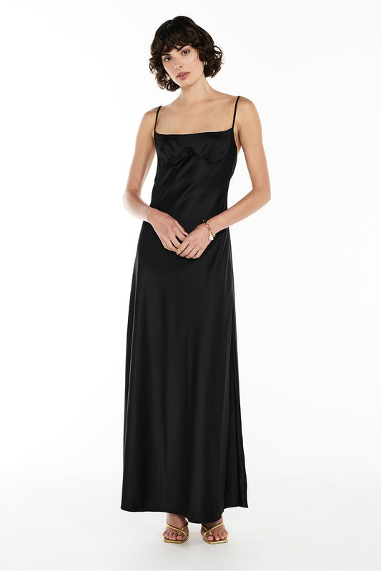 Image of Dresses. Productname: Save The Date Slip Dress in Black colour by brand - Manning Cartell