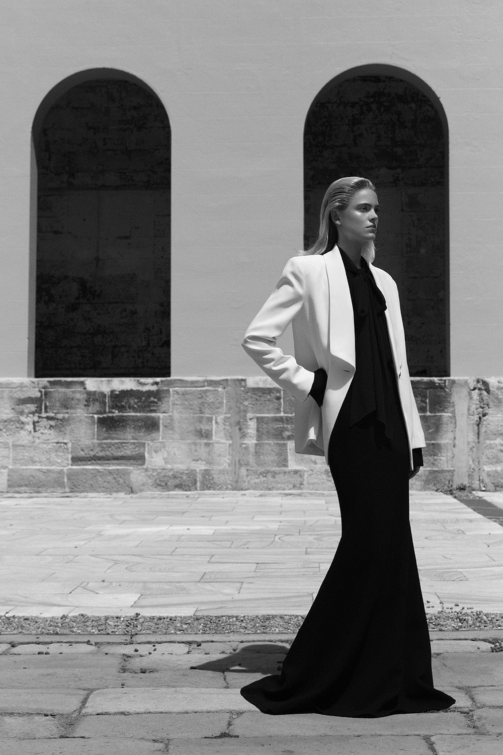 Carla Zampatti Crepe Shawl Collar Jacket (Ivory)