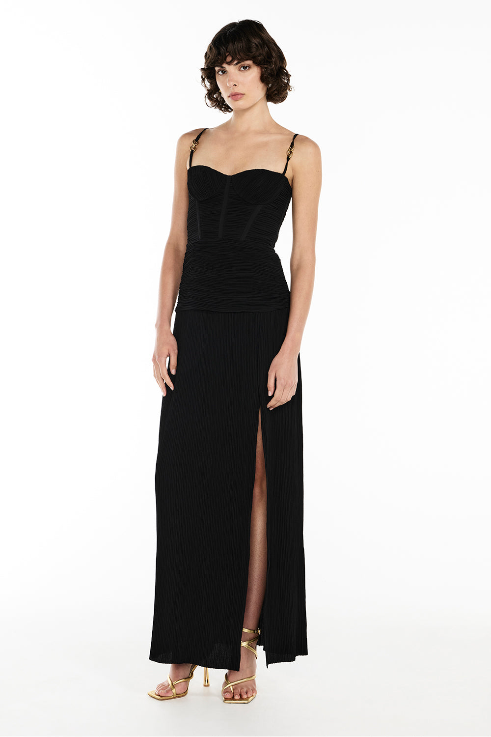 Double Time Pleat Dress (Black)