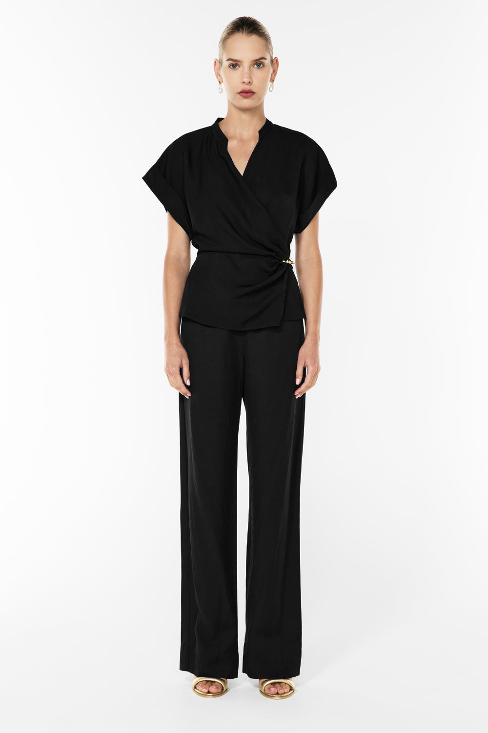 Image of a model wearing Pants. Productname: Florence Pant in BLACK colour by brand - Manning Cartell
