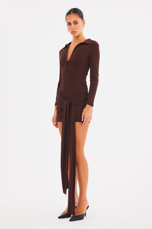 SNDYS RACHEL MINI DRESS (Chocolate)