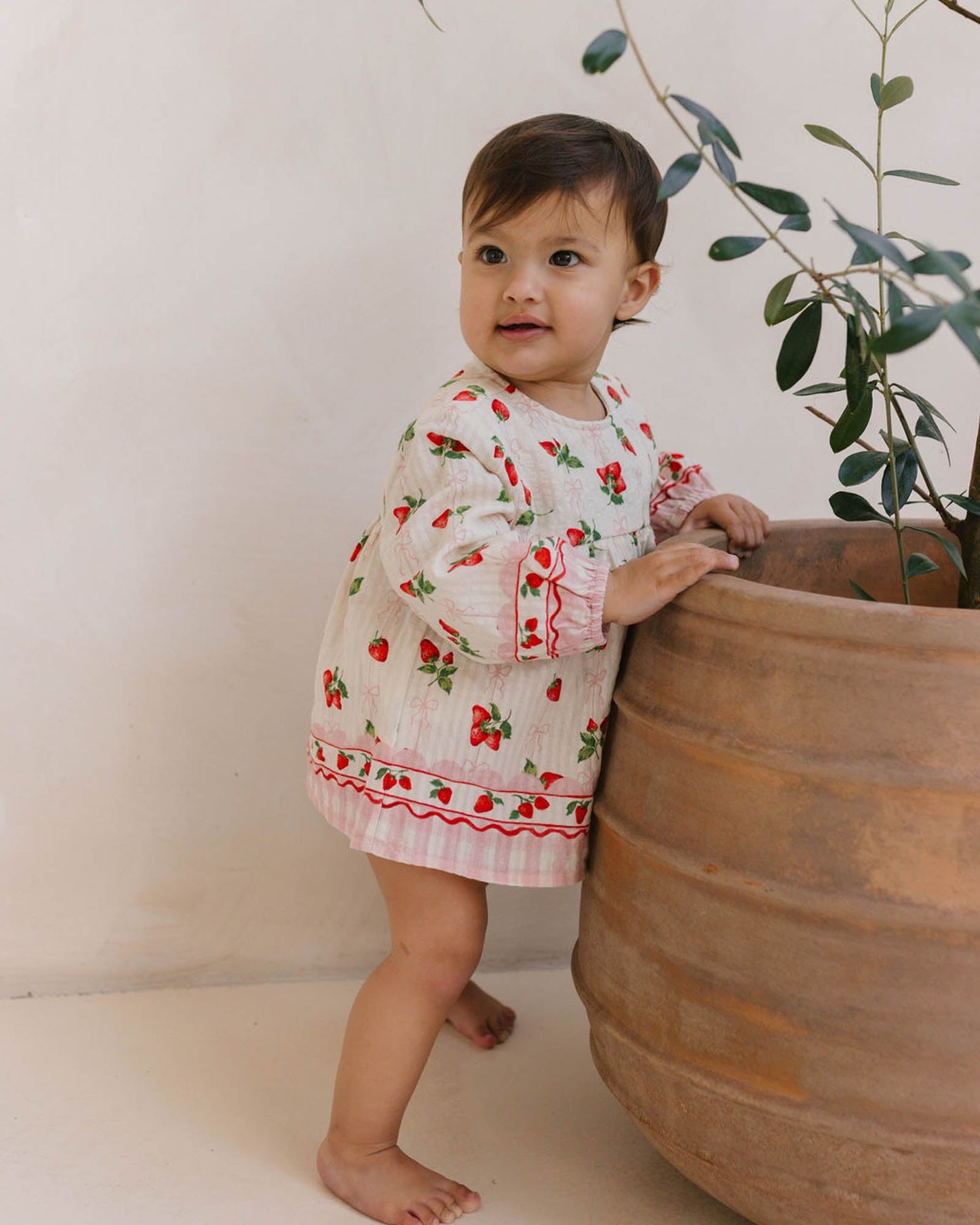 Walnut Melbourne Poppy Romper (Strawberries And Cream)