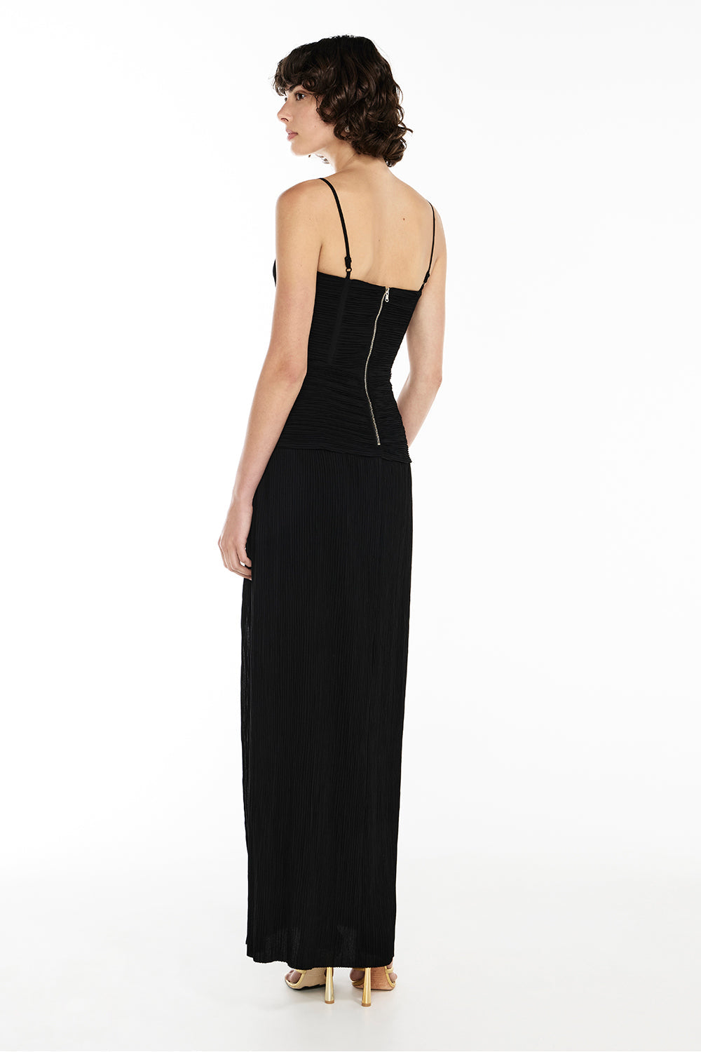 Double Time Pleat Dress (Black)