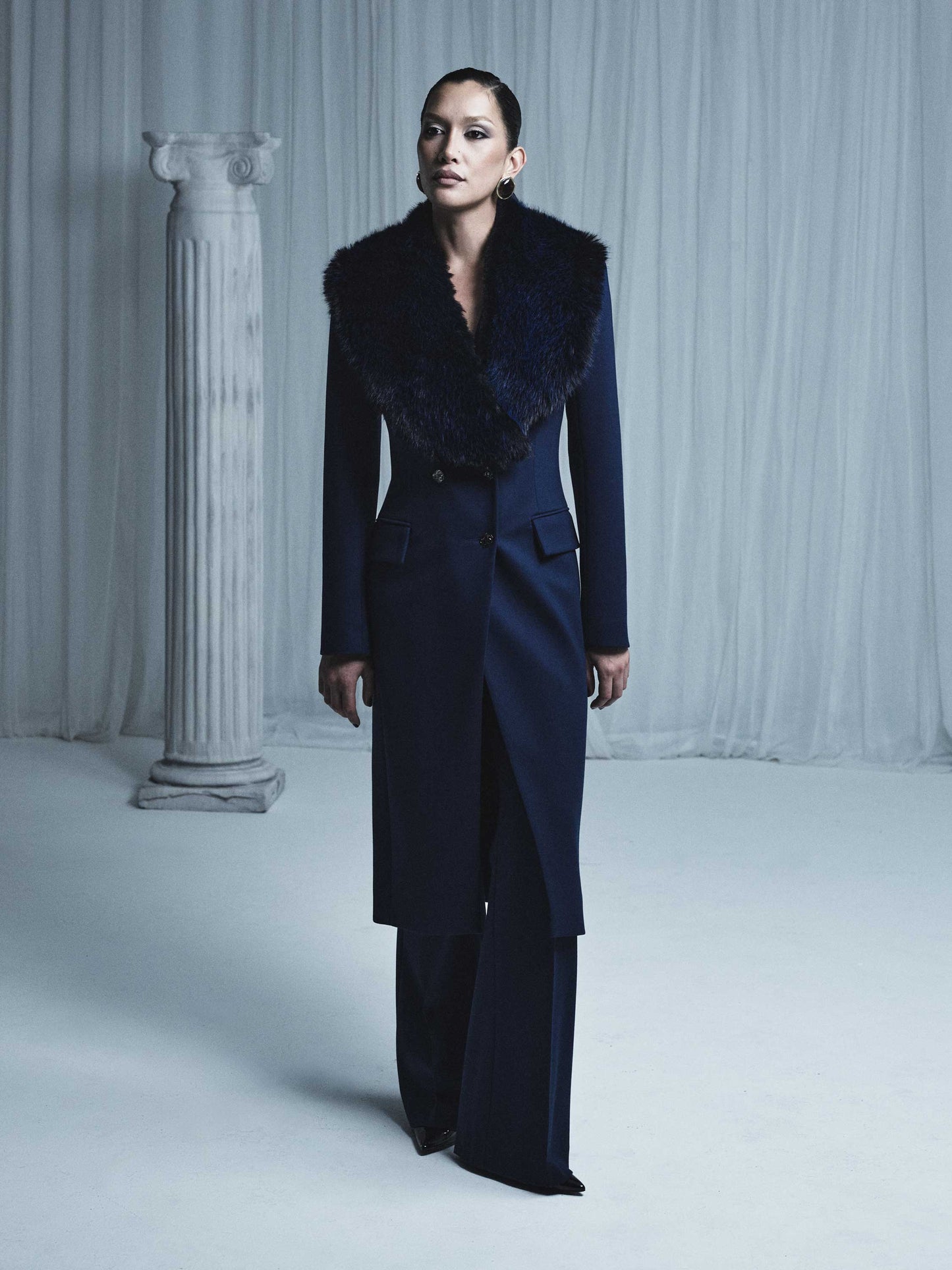 Carla Zampatti Bright Tipped Fur Stole (Navy)