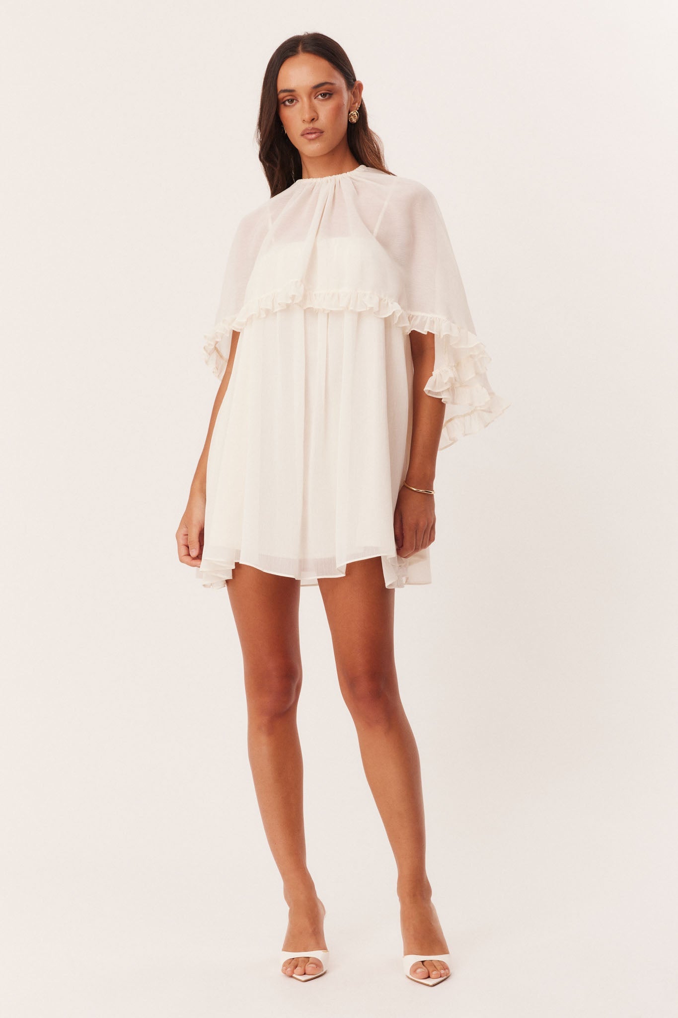 Image of Dresses. Productname: SNDYS LAURIE CAPE MINI DRESS in Off White colour by brand - SNDYS