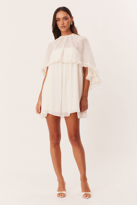 Image of Dresses. Productname: SNDYS LAURIE CAPE MINI DRESS in Off White colour by brand - SNDYS
