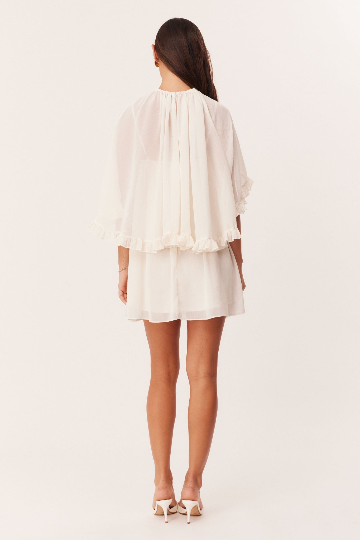 SNDYS LAURIE CAPE MINI DRESS (Off White)