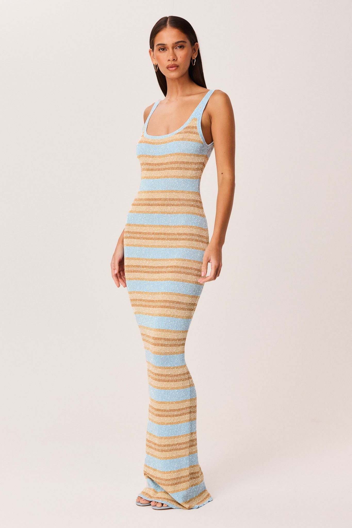 SNDYS MALINA SHIMMER MAXI DRESS (Blue Stripe)