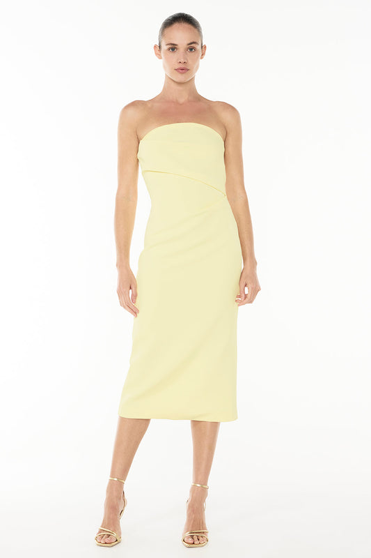 Image of Dresses. Productname: Magic Hour Strapless Dress in PASTEL YELLOW colour by brand - Manning Cartell