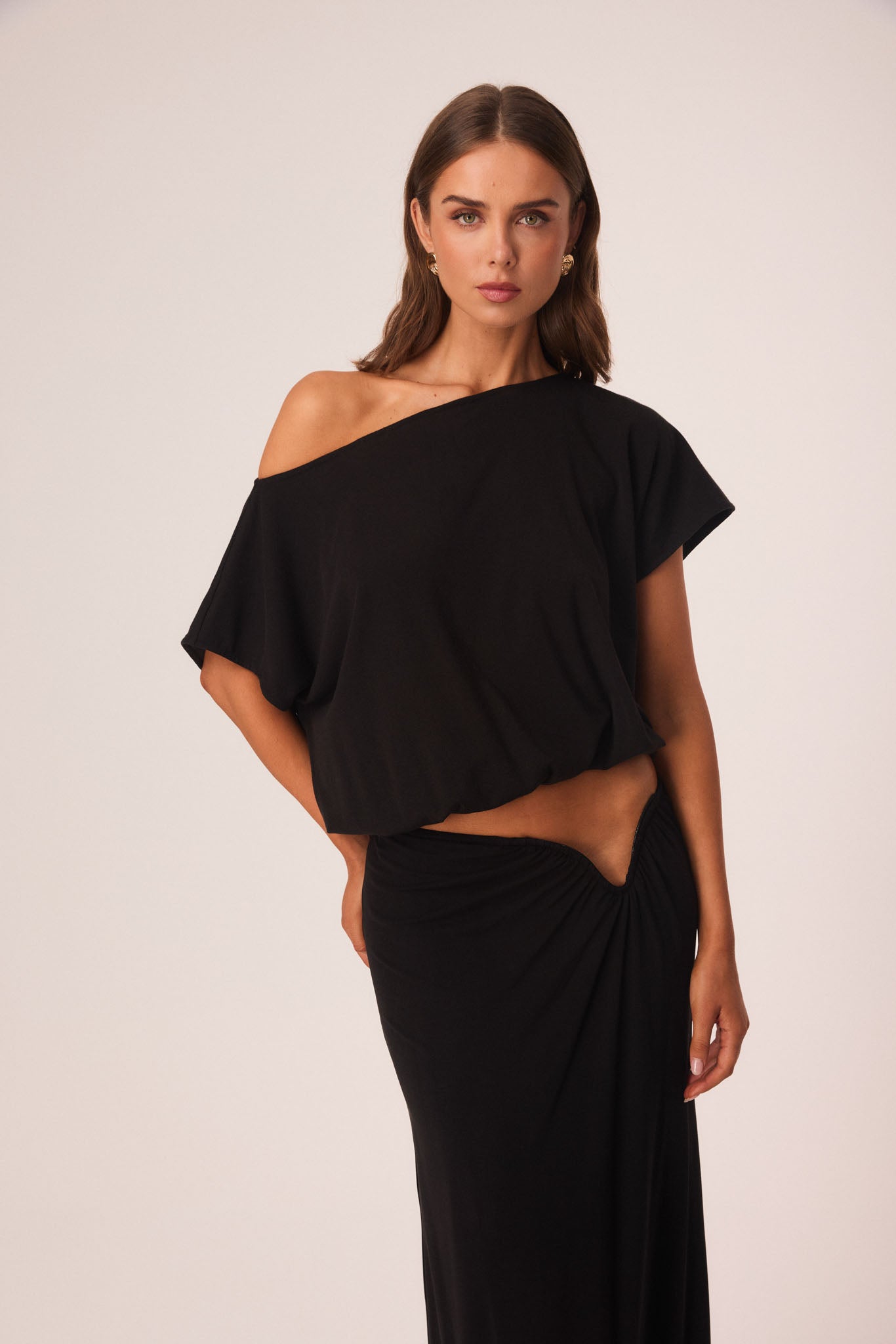 Image of a model wearing Tops. Productname: SNDYS ALIA TOP in Black colour by brand - SNDYS