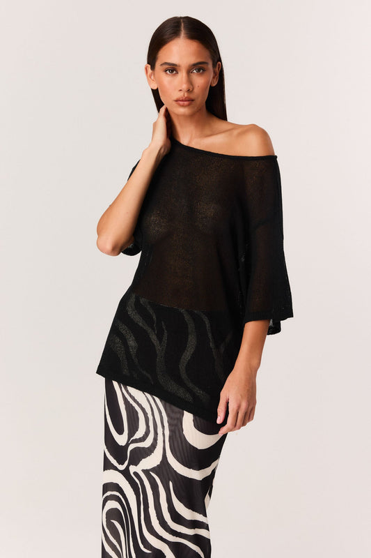 Image of a model wearing Tops. Productname: SNDYS WESTLY TOP in Black colour by brand - SNDYS