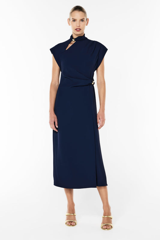 Image of Dresses. Productname: High Definition Midi Dress in NAVY colour by brand - Manning Cartell
