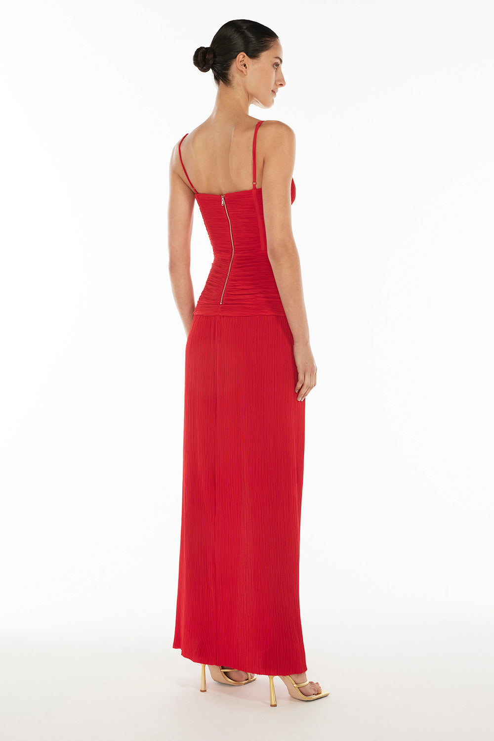 Double Time Pleat Dress (Red)