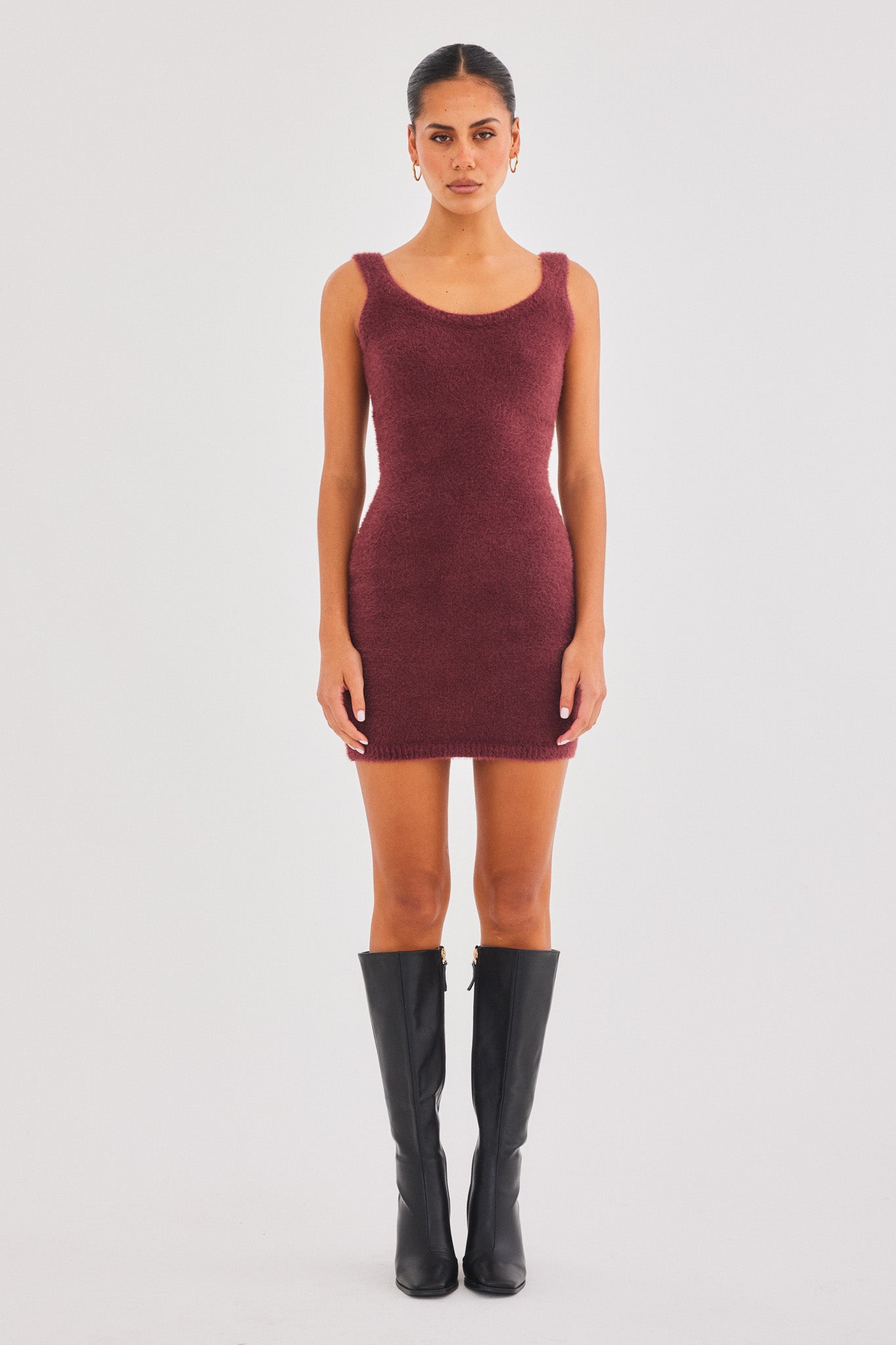 Image of Dresses. Productname: SNDYS KAILEY MINI DRESS in Cranberry colour by brand - SNDYS