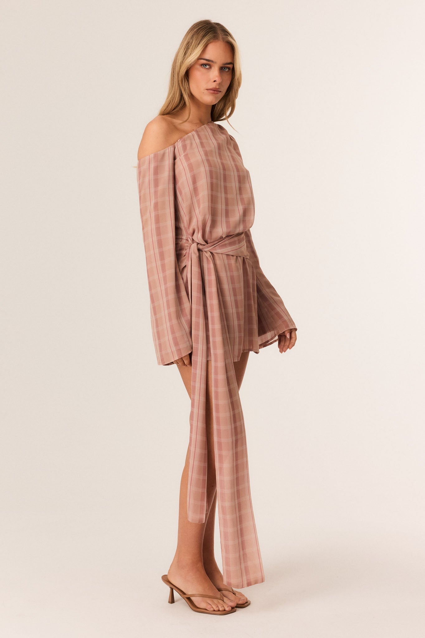 SNDYS TAI MINI DRESS (Mocha Plaid)