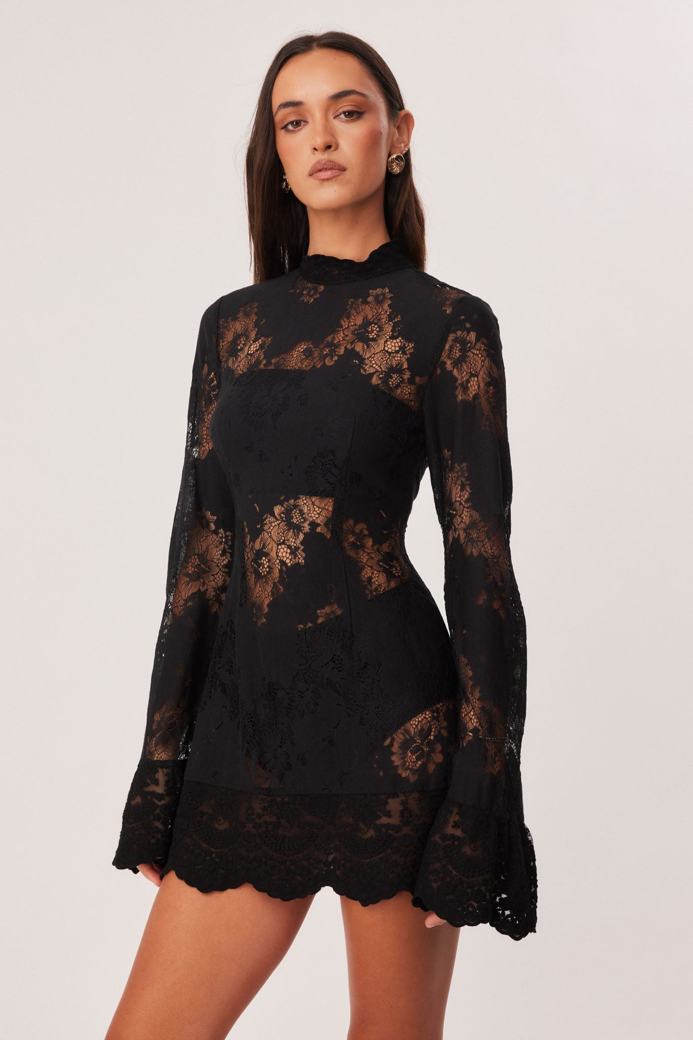 SNDYS ASTRA LACE MINI DRESS (Black)