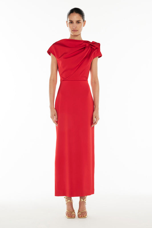 Image of Dresses. Productname: Grand Illusion Maxi Gown in RED colour by brand - Manning Cartell