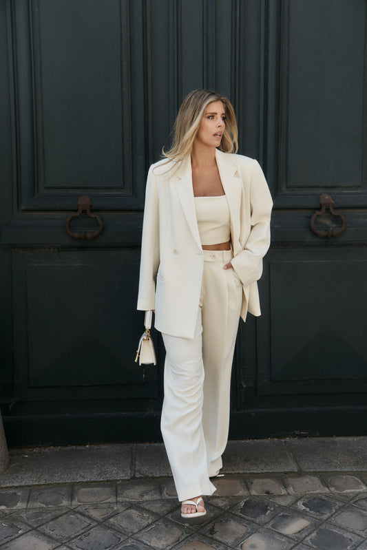 Image of Coats & Jackets. Product name - Ivory Crepe Oversized Jacket in Ivory colour by brand - Carla Zampatti
