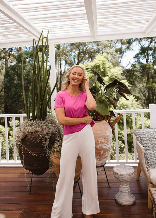 Lou Lou Janis Short Sleeve Bamboo T-Shirt (Rose Violet)