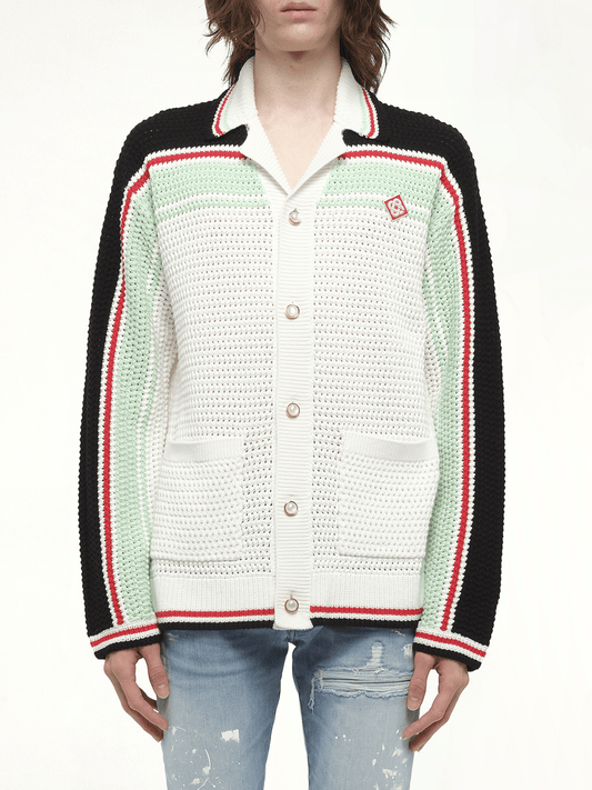 Image of a model wearing Tops. Productname: CASABLANCA Faux Crochet Shirt in MULTICOLOUR colour by brand - CASABLANCA