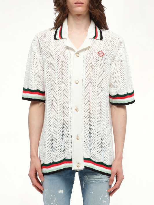 Image of a model wearing Tops. Productname: CASABLANCA Sporty Crochet Shirt in MULTICOLOUR colour by brand - CASABLANCA