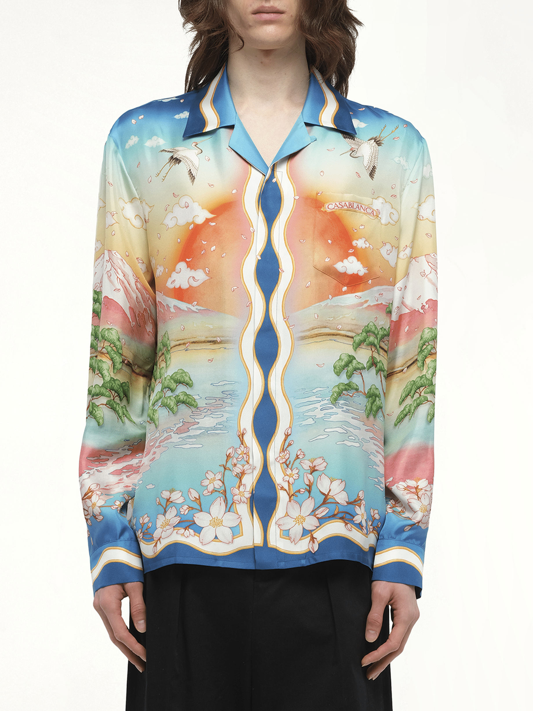 Image of a model wearing Tops. Productname: CASABLANCA Tennis Club Shirt in MULTICOLOUR colour by brand - CASABLANCA