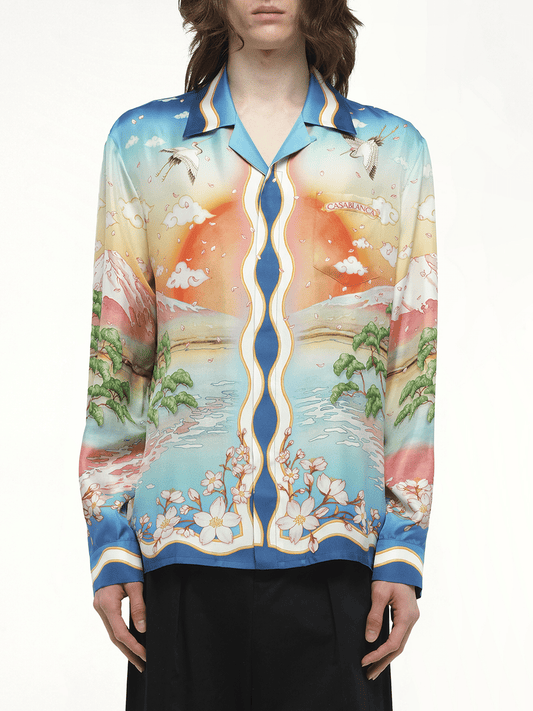 Image of a model wearing Tops. Productname: CASABLANCA Tennis Club Shirt in MULTICOLOUR colour by brand - CASABLANCA