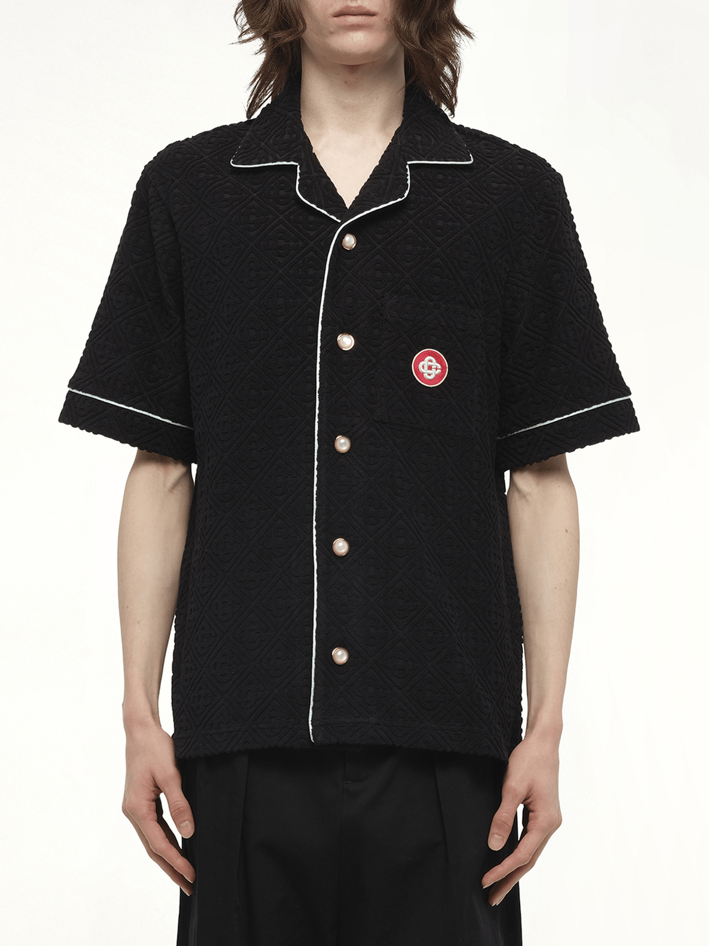 Image of Shirts. Product name - Towelling Monogram Shirt in Black colour by brand - CASABLANCA