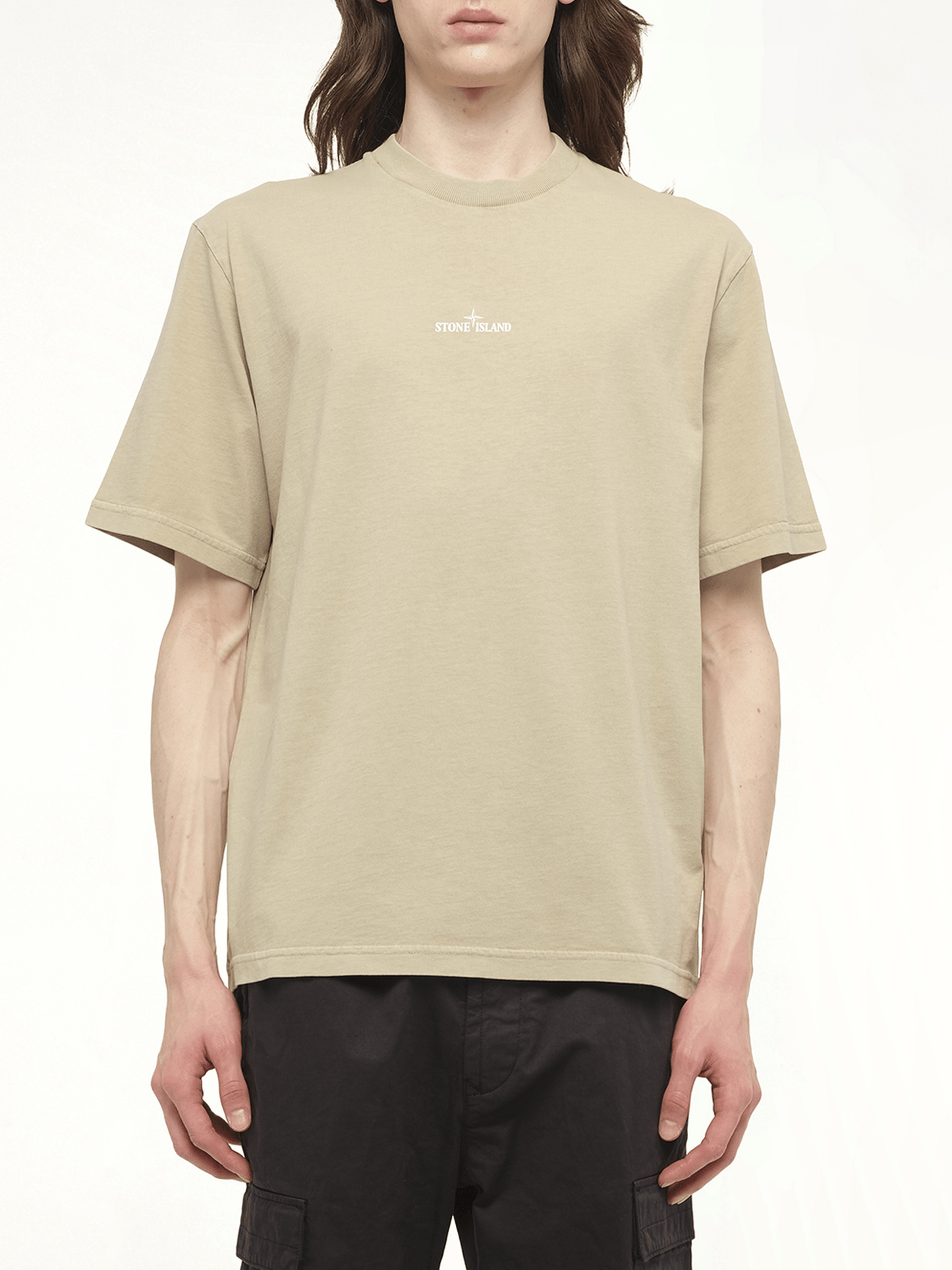 Image of T-Shirts. Product name - 210003 Industrial Print S/S T-Shirt in Beige colour by brand - STONE ISLAND