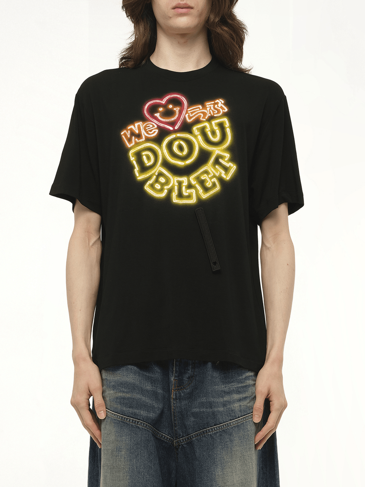 Image of T-Shirts. Product name - Big Doublet Neon Paint Fan Service T-Shirt in Black colour by brand - DOUBLET