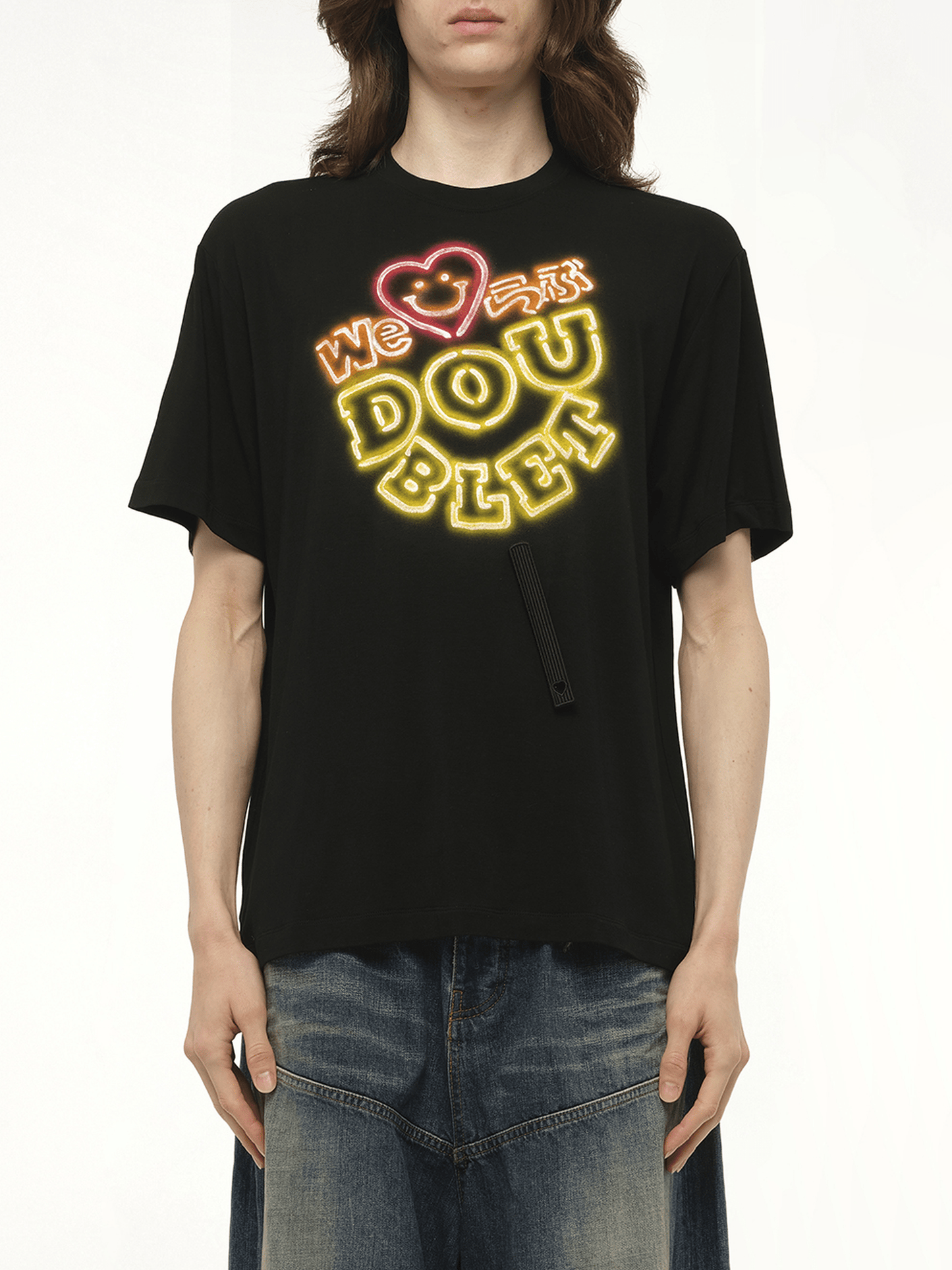 Image of T-Shirts. Product name - Big Doublet Neon Paint Fan Service T-Shirt in Black colour by brand - DOUBLET