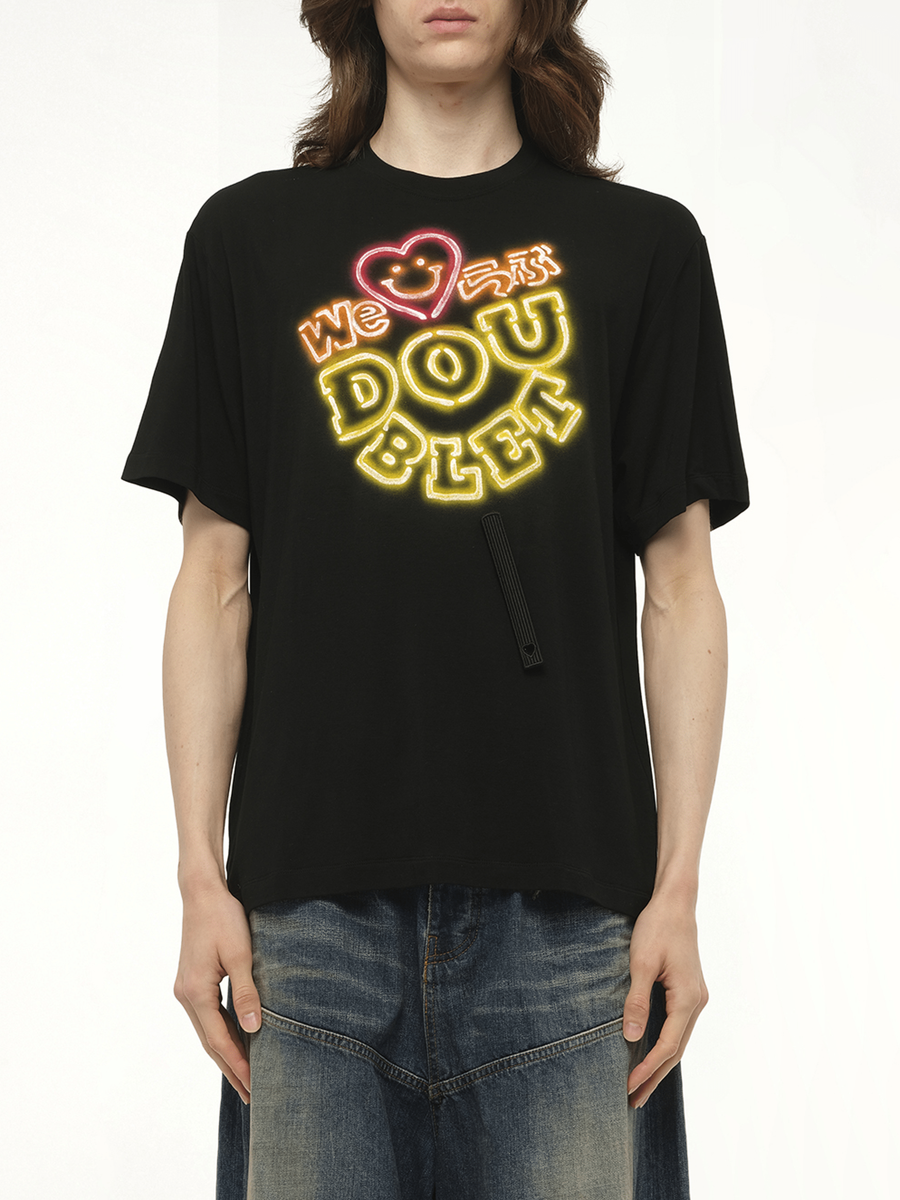 Image of T-Shirts. Product name - Big Doublet Neon Paint Fan Service T-Shirt in Black colour by brand - DOUBLET