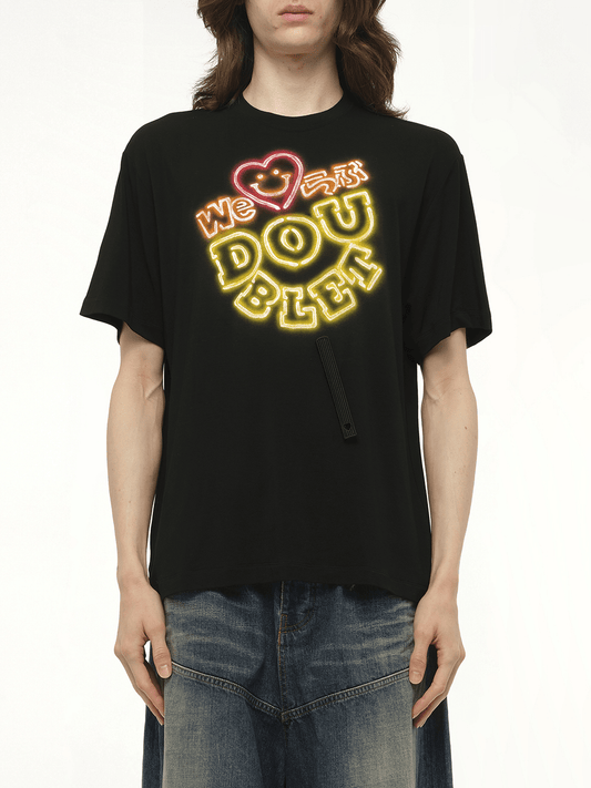 Image of T-Shirts. Product name - Big Doublet Neon Paint Fan Service T-Shirt in Black colour by brand - DOUBLET