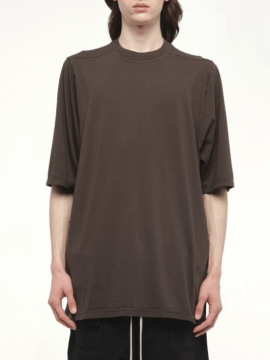 Image of a model wearing Tops. Productname: RICK OWENS DRKSHDW Jumbo SS T-Shirt in Brown colour by brand - RICK OWENS DRKSHDW