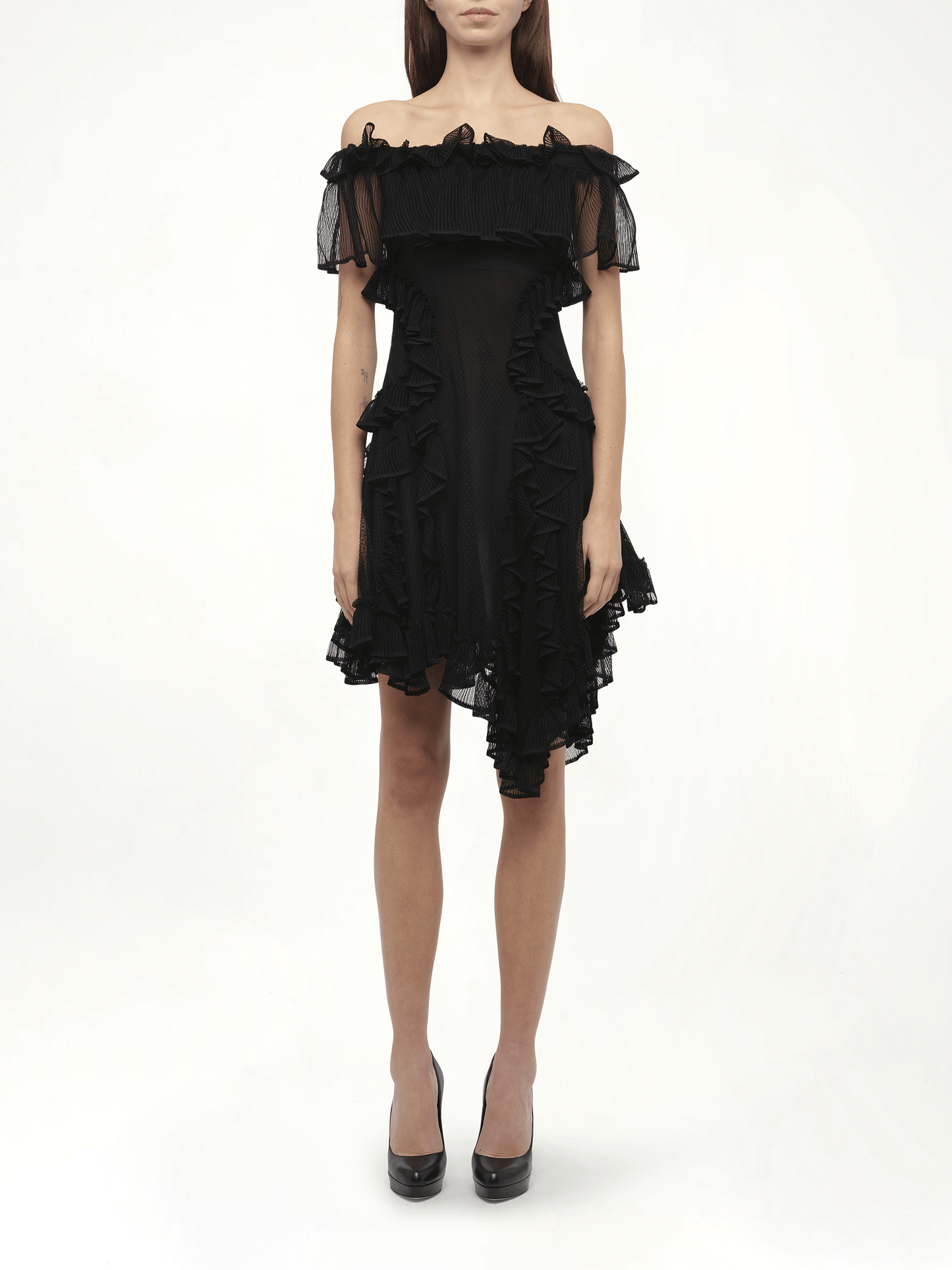 ALEXANDER MCQUEEN Off Shoulder Dress (Black)