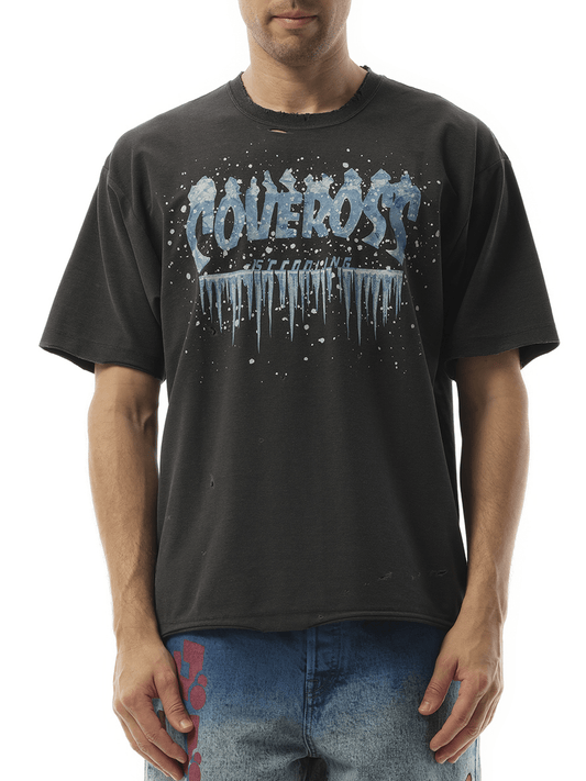 Image of a model wearing Tops. Productname: DOUBLET Ultra Freezer Regular Fit T-Shirt in BLACK colour by brand - DOUBLET