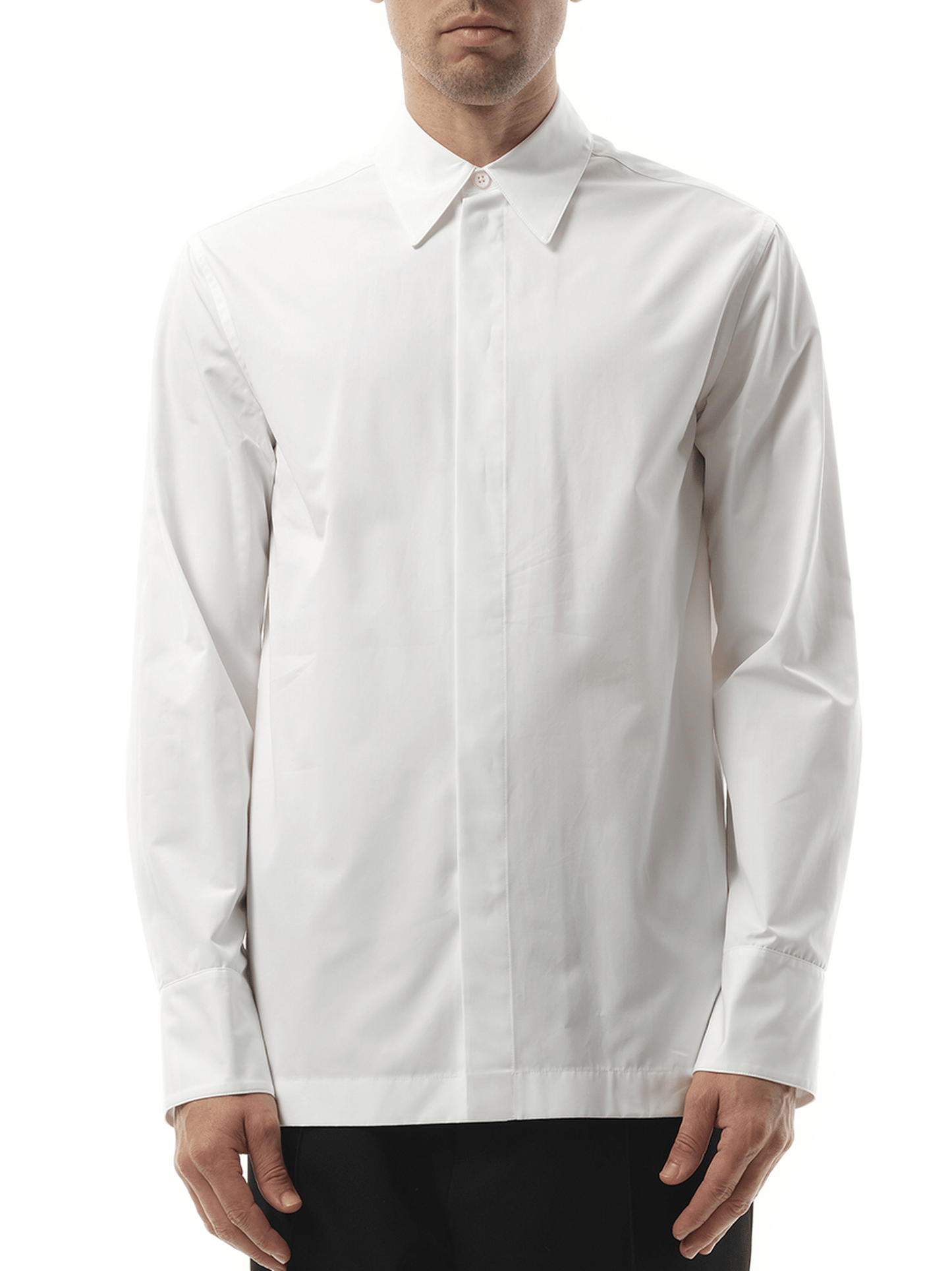 Image of a model wearing Tops. Productname: JIL SANDER Regular Shirt 130 in WHITE colour by brand - JIL SANDER