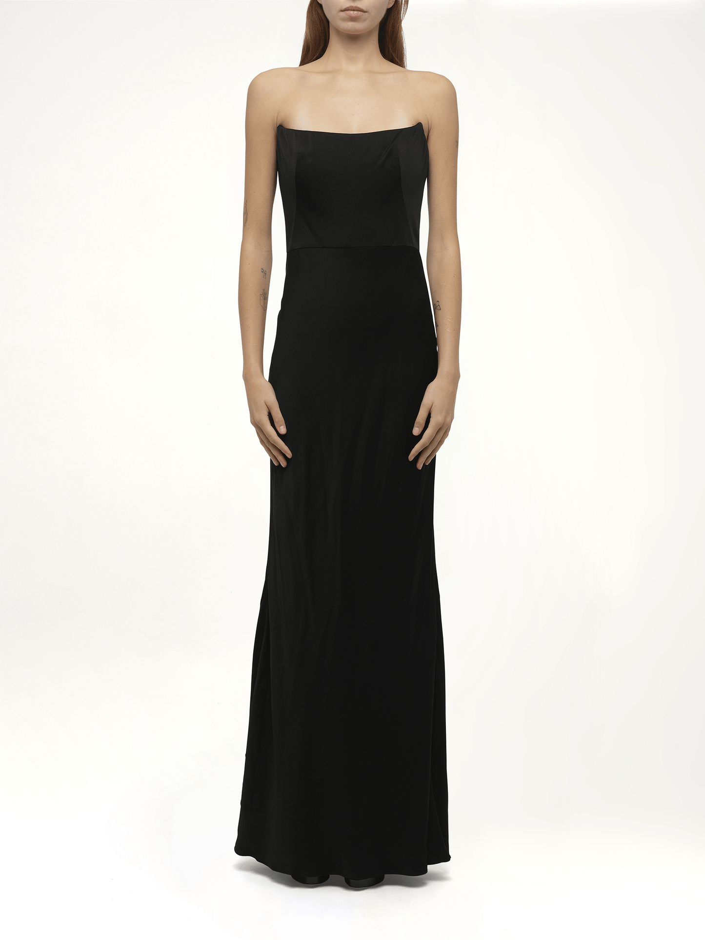 Image of Dresses. Productname: Amq Fluid Satin Dress in Black colour by brand - ALEXANDER MCQUEEN
