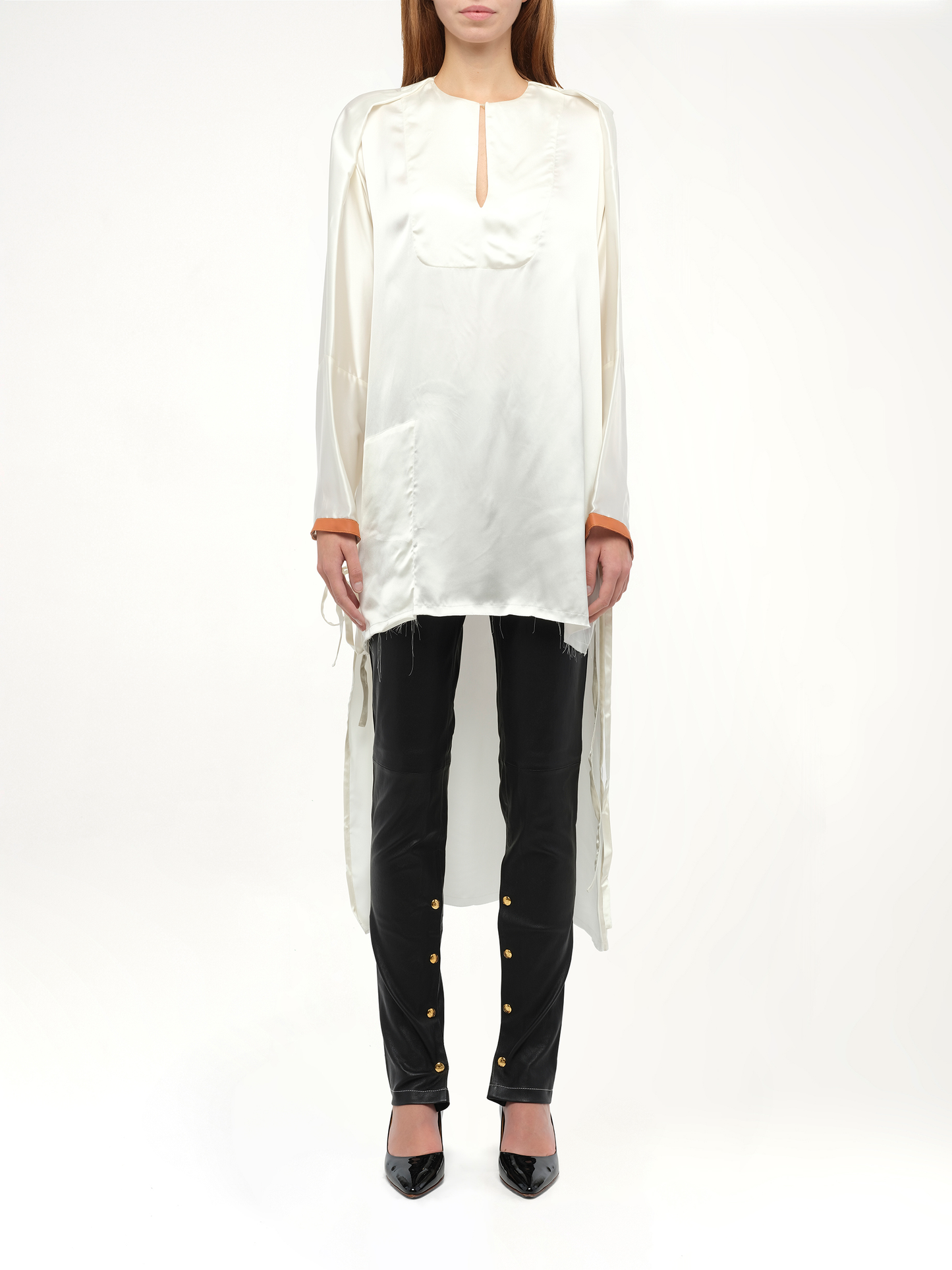 LOEWE Satin Long Back Top (White)