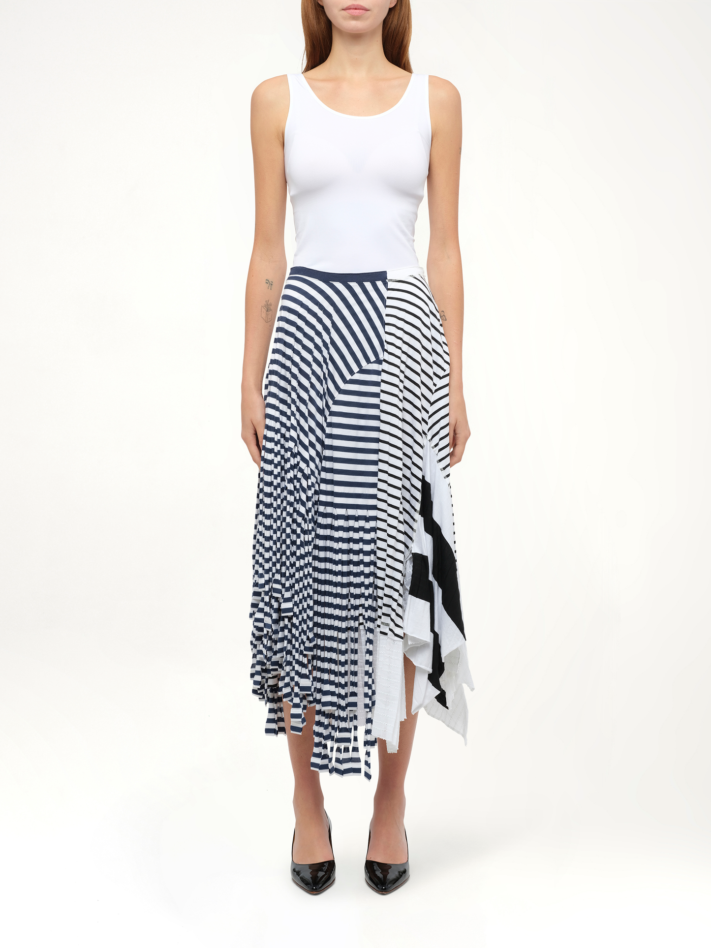 LOEWE Stripe Jersey Skirt (Navy)