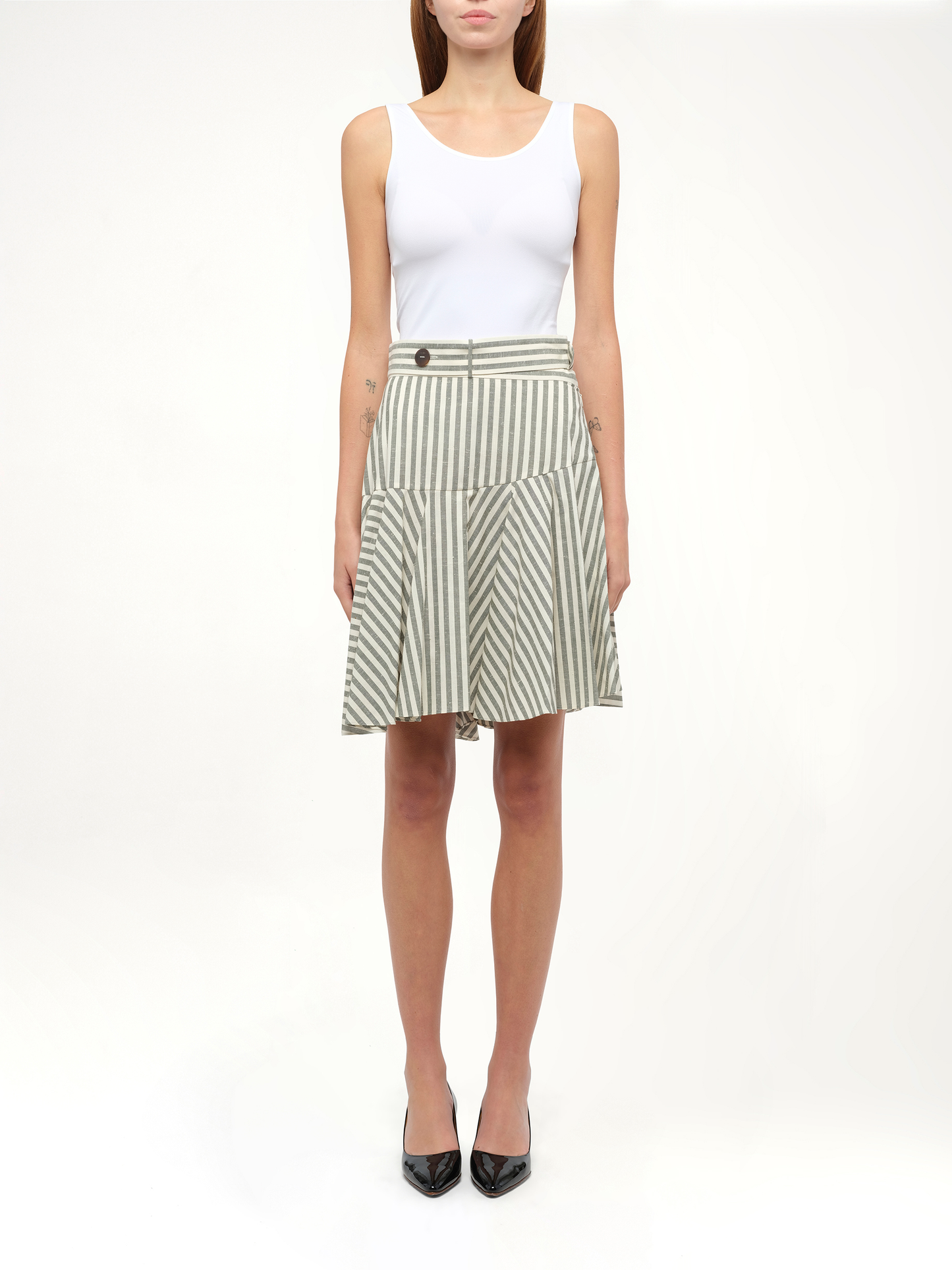 LOEWE Stripe Skater Skirt (White)