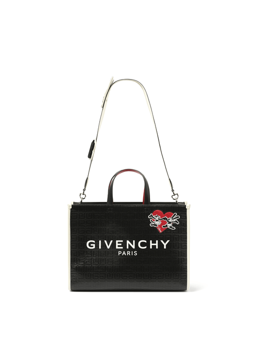 Image of Bags. Productname: GIVENCHY Disney Ortensia & Oswald Medium G Tote Shopping Bag in Coated Canvas in Black colour by brand - GIVENCHY