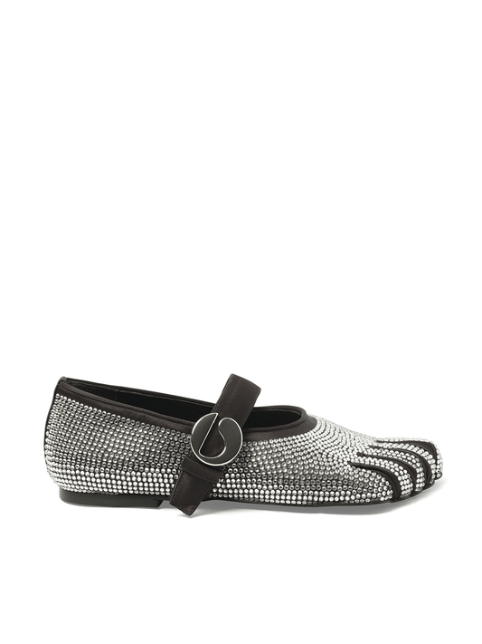 Image of Flats. Productname: COPERNI Crystal-Embellished Five-Toe Ballerina Belt Flat in BLACK colour by brand - COPERNI