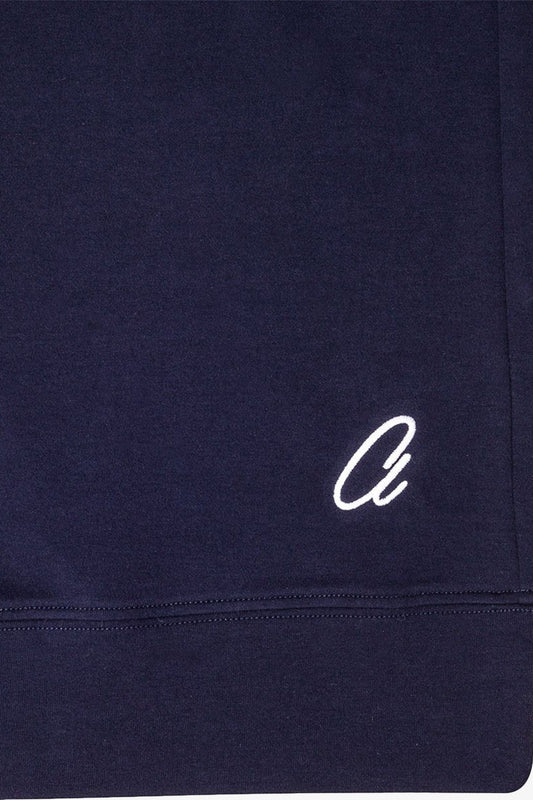 Image of a model wearing Tops. Productname: Sunday Navy Sleep Top in Navy colour by brand - Anthony Squires