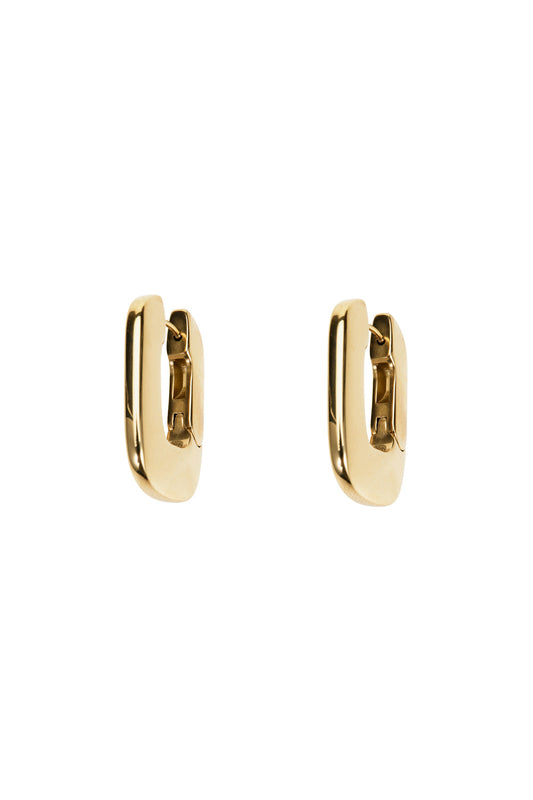 Image of Earrings. Productname: Large Rectangular Hoop Earrings in GOLD colour by brand - Manning Cartell