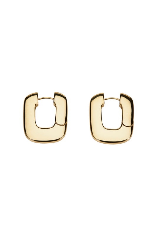 Large Rectangular Hoop Earrings (Gold)
