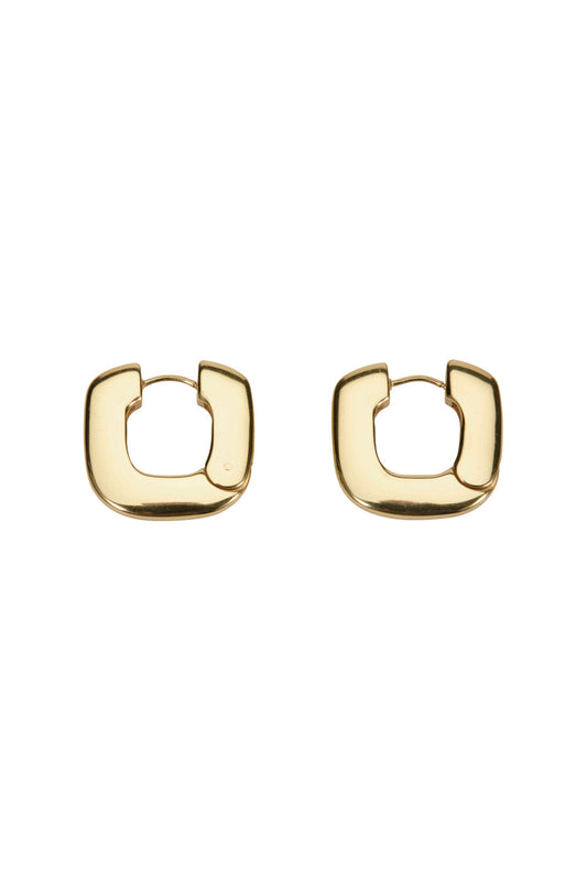 Image of Earrings. Productname: Medium Rectangular Hoop Earrings in GOLD colour by brand - Manning Cartell