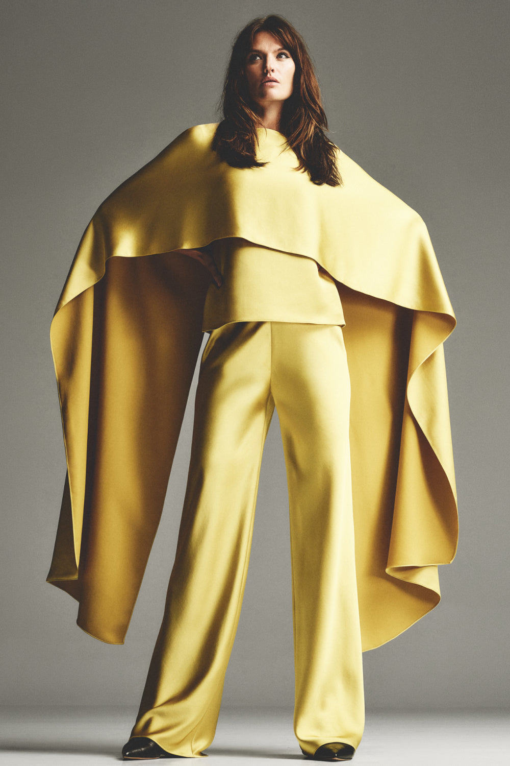 Carla Zampatti Pear Lustre Satin Long Cape Top (Green)