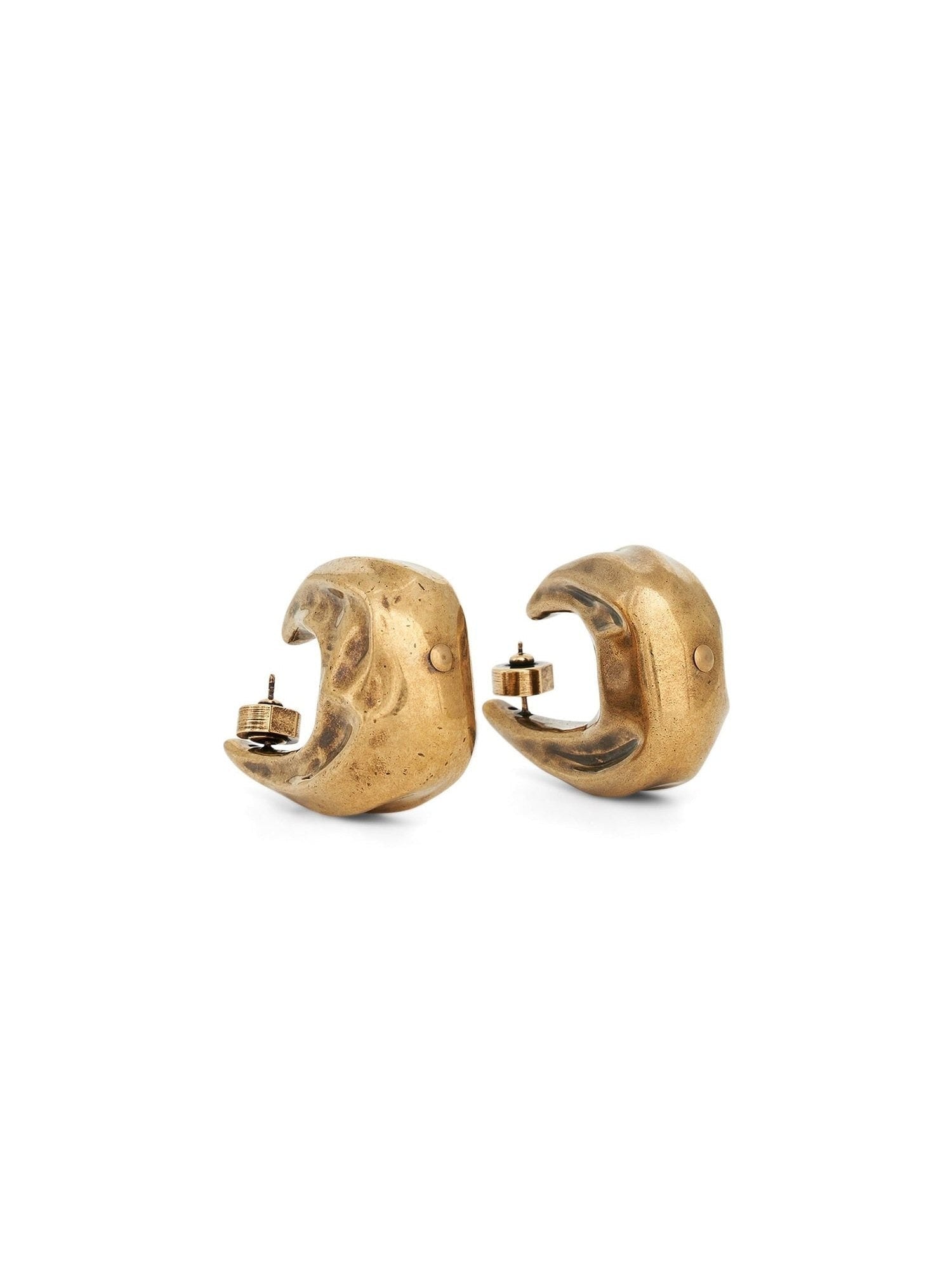 Image of Earrings. Productname: KHAITE Olivia Medium Hoop Earrings in Antique Gold colour by brand - KHAITE